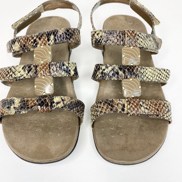 Vionic Amber Natural Snake Hook & Loop Slingback Orthaheel Sandals Size 6 - Picture 4 of 9